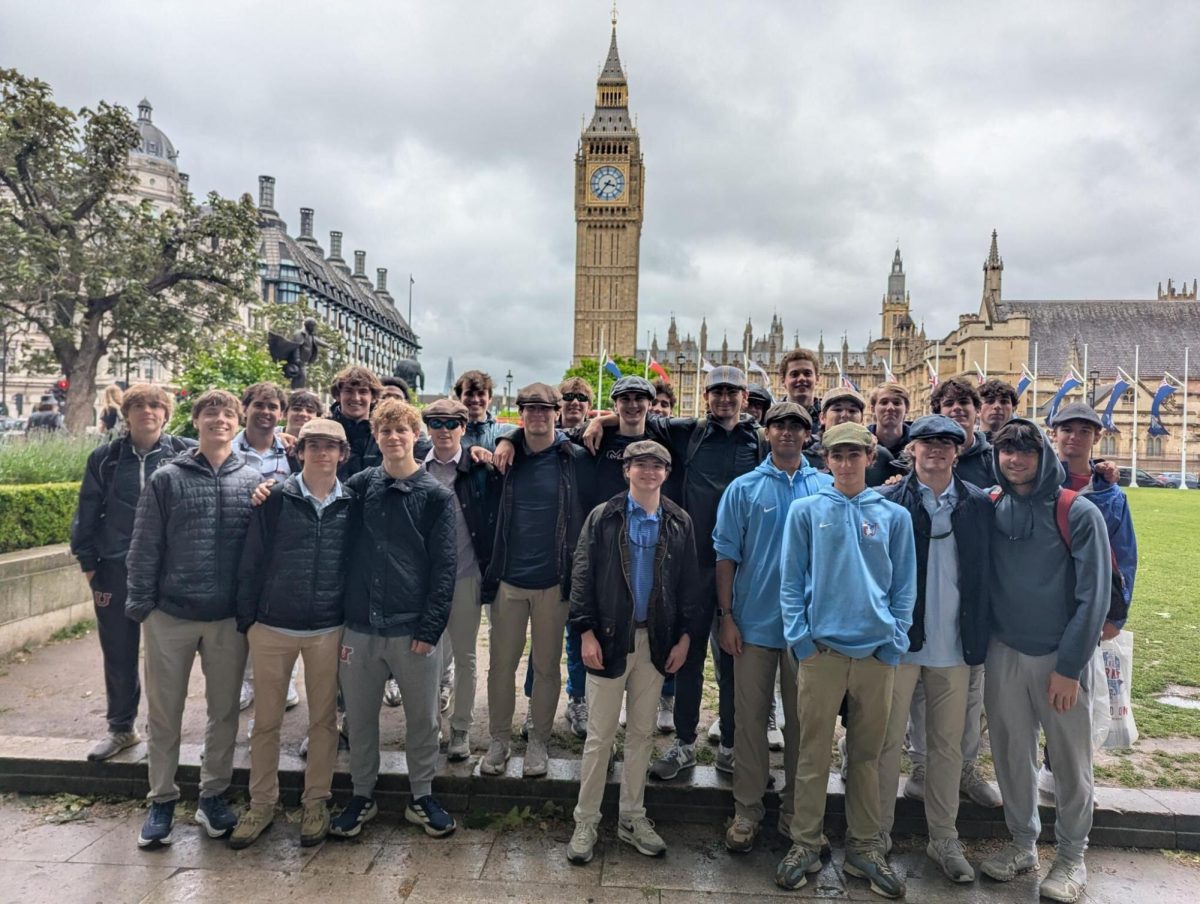 Owls pose in front of Big Ben for day one of their visit.