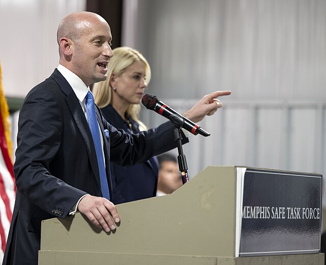 White House Deputy Chief of Staff Stephen Miller speaks to National Guard Soldiers on Wednesday, Oct. 1.