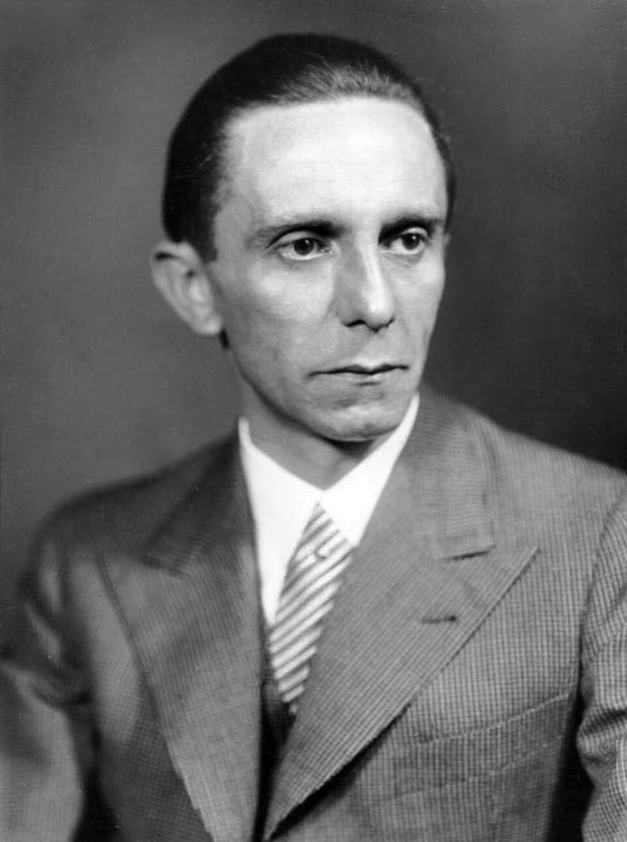 Headshot of Joseph Goebbels, by Heinrich Hoffmann, licensed under CC BY 3.0. Original Wikimedia Commons file: https://commons.wikimedia.org/wiki/File:Bundesarchiv_Bild_146-1968-101-20A,_Joseph_Goebbels.jpg